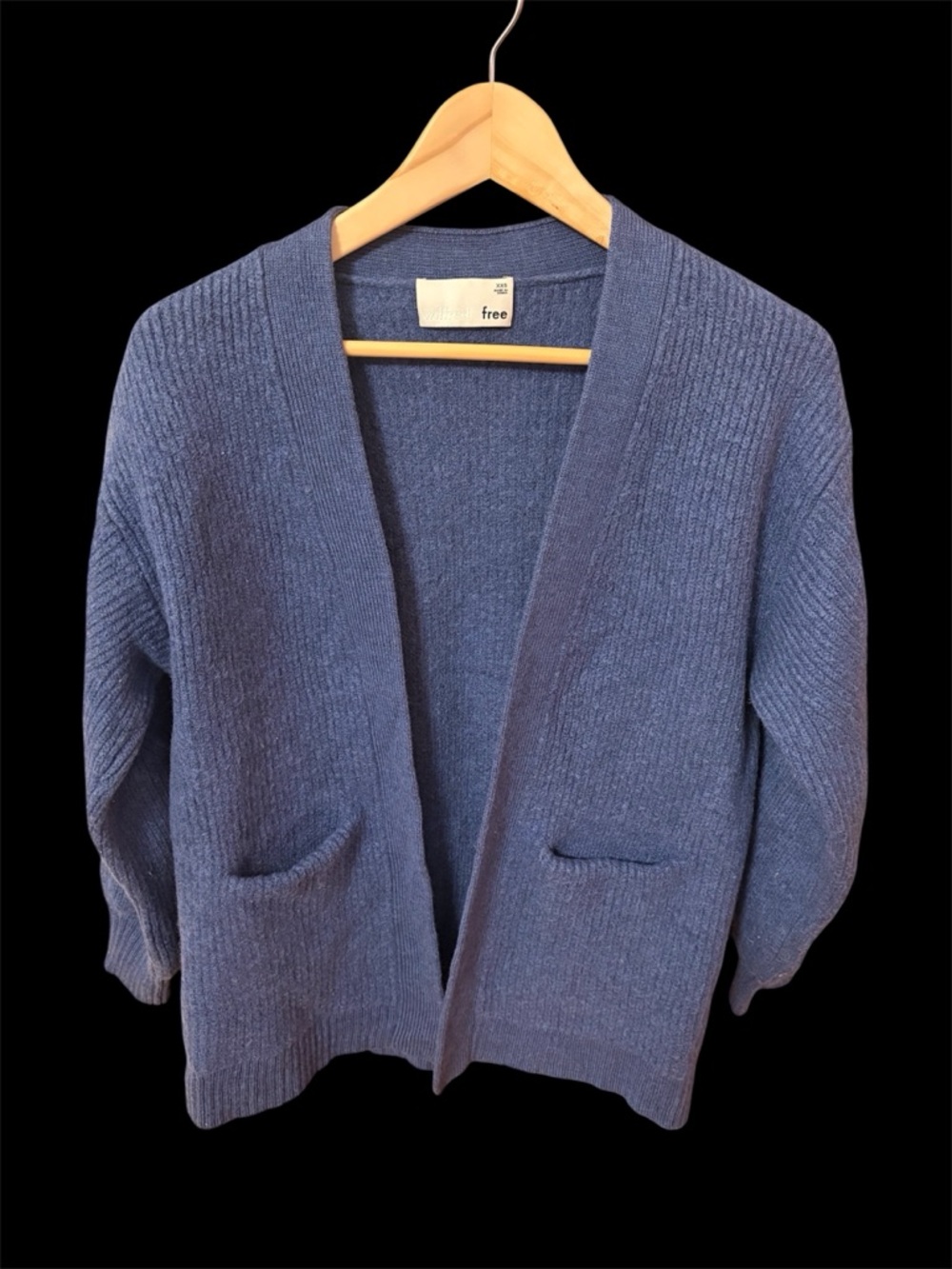Aritzia Wilfred Free Unwind Cardigan, 100% Merino Wool Blue, XXS can fit larger - Picture 2 of 12